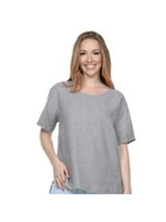 Match Point USA Tops - Match Point Round Neck Linen Scoop Neck Top Tee